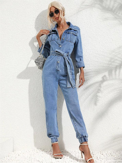 Maya - Utility Jumpsuit met Knoopsluiting en Lange Mouwen voor Dames