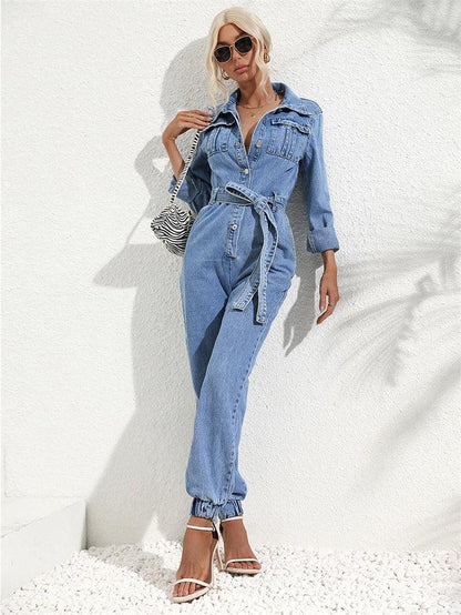 Maya - Utility Jumpsuit met Knoopsluiting en Lange Mouwen voor Dames