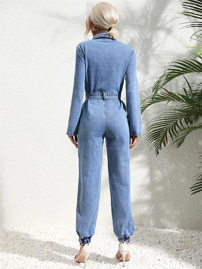 Maya - Utility Jumpsuit met Knoopsluiting en Lange Mouwen voor Dames