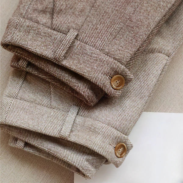 Heren Plooibroek Met Hoge Taille En Rechte Pijp