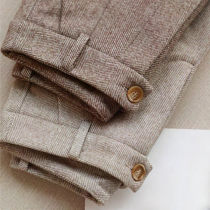 Heren Plooibroek Met Hoge Taille En Rechte Pijp