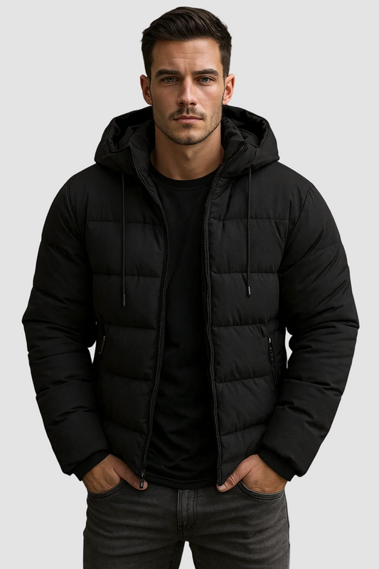 Warme Heren Pufferjas Met Capuchon En Steekzakken