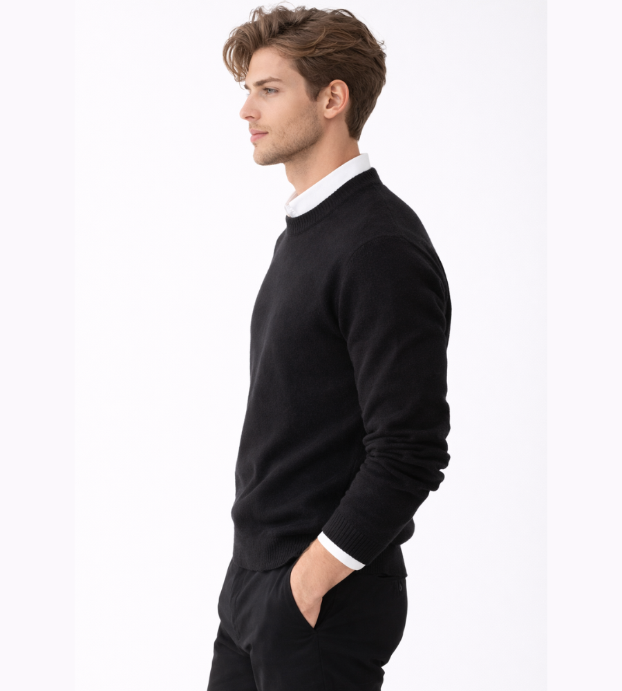 Warme Merino Wollen Crewneck Sweater voor Heren