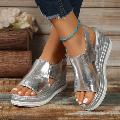 Zara - Wedge Sandaal met Verstelbare Enkelband