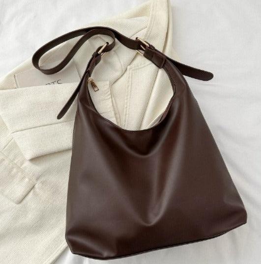 Samantha - Grote Leren Look Tas met Verstelbare Band in Bruin voor Dames