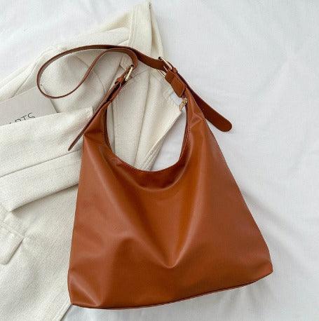 Samantha - Grote Leren Look Tas met Verstelbare Band in Bruin voor Dames