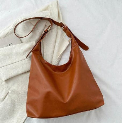 Samantha - Grote Leren Look Tas met Verstelbare Band in Bruin voor Dames