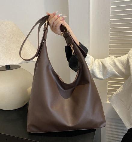 Samantha - Grote Leren Look Tas met Verstelbare Band in Bruin voor Dames