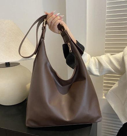 Samantha - Grote Leren Look Tas met Verstelbare Band in Bruin voor Dames