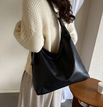 Samantha - Grote Leren Look Tas met Verstelbare Band in Bruin voor Dames