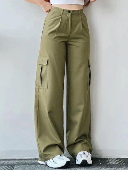 Wijde Pijpen Cargo Broek Voor Vrouwen Met Zakken