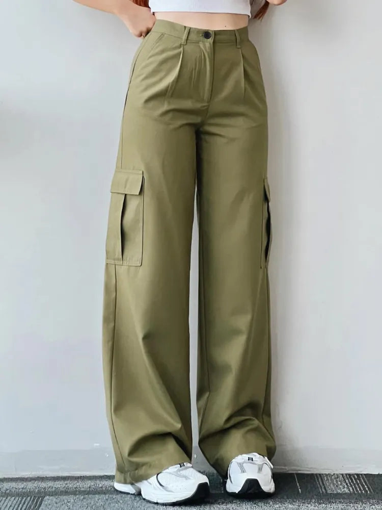 Wijde Pijpen Cargo Broek Voor Vrouwen Met Zakken