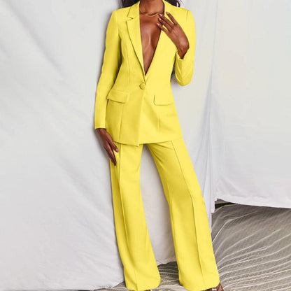 Joliene - Elegante Dames Blazer Set met Flared Broek