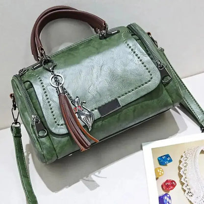 RetroLux - Vintage leren handtas met kwastje voor dames