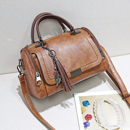 RetroLux - Vintage leren handtas met kwastje voor dames
