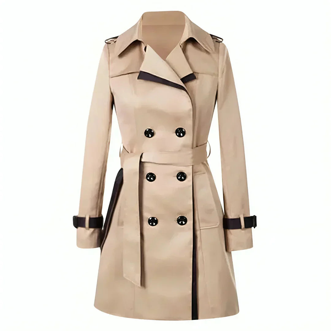 Dubbelrijige Trenchcoat met Ceintuur voor Vrouwen Herfst