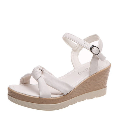 Zomer Sleehak Sandalen Met Strik En Verstelbaar Bandje Voor Dames