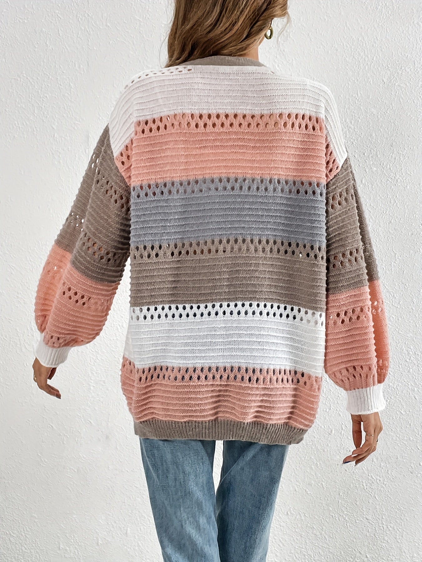 Luchtig Stijlvol Gestreept Dames Vest Met Opengewerkte Details