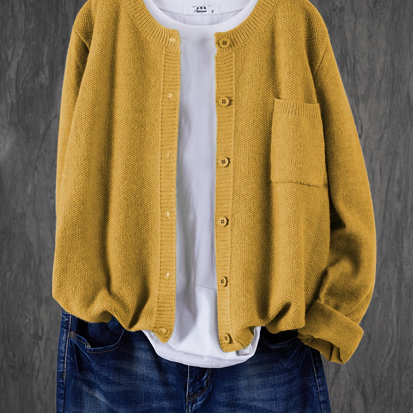 Trendy Zacht Gebreid Dames Vest Met Knopen En Borstzak
