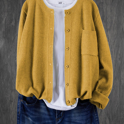 Trendy Zacht Gebreid Dames Vest Met Knopen En Borstzak