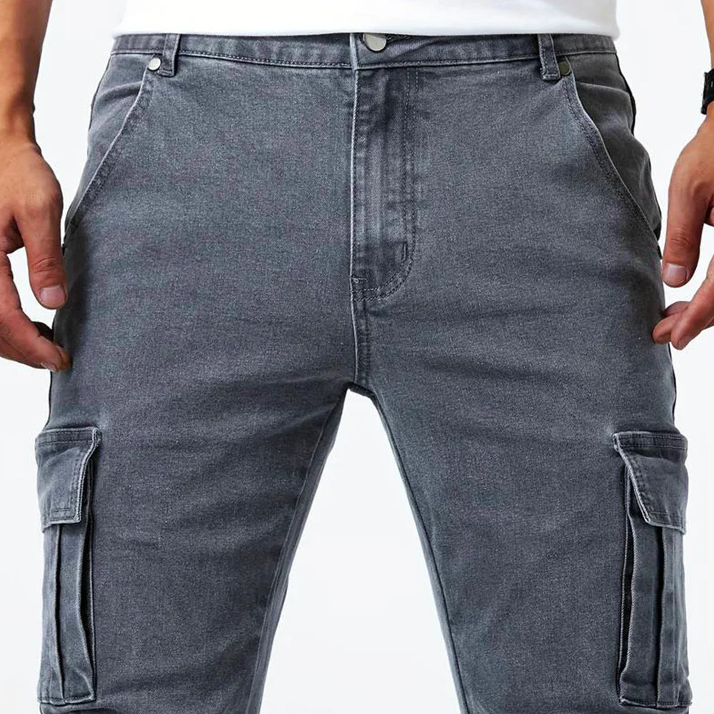 Heren Stretch Cargojeans Met Slim Fit En Utility Zakken