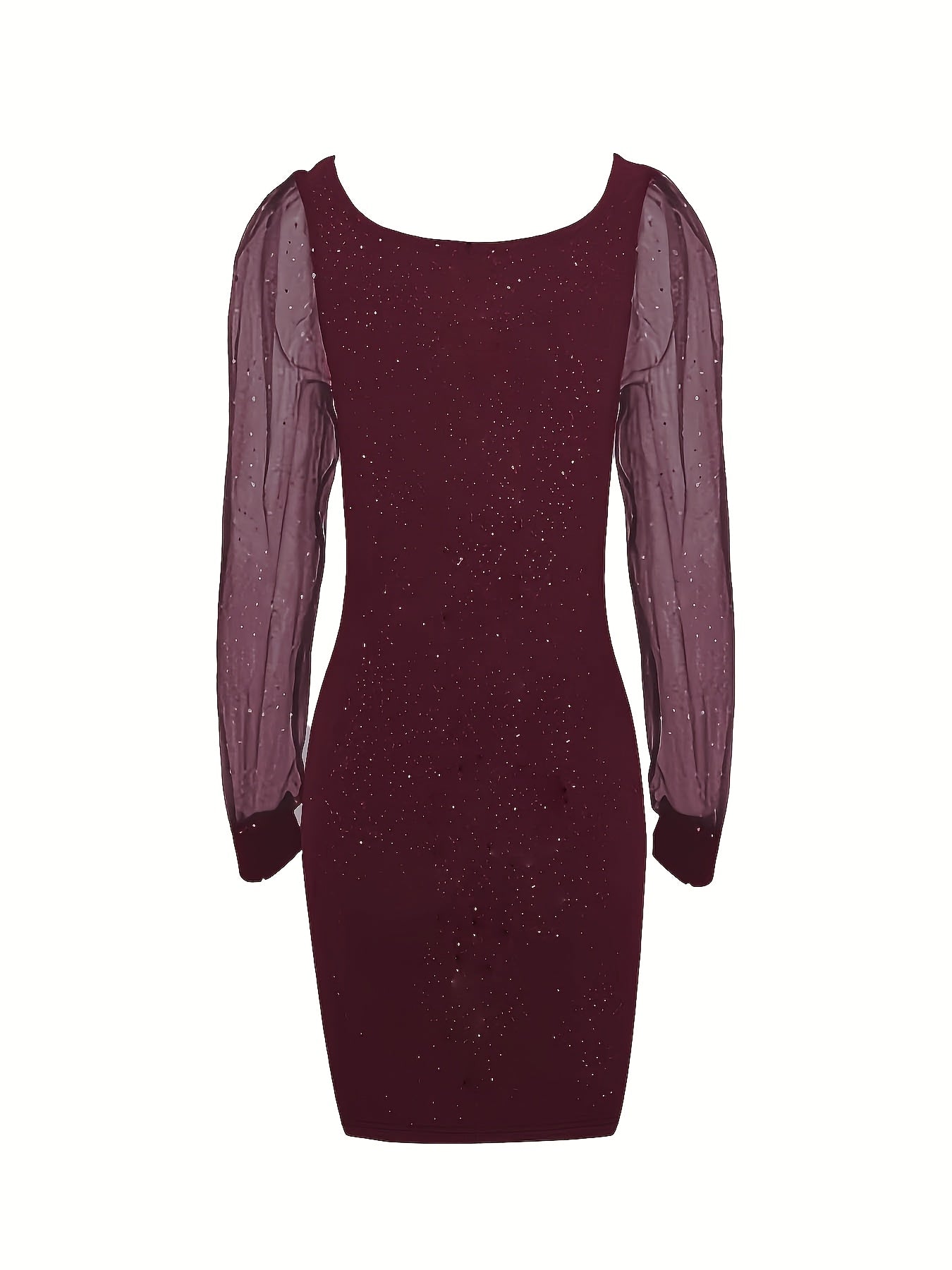 Glitter Midi Bodycon Cocktailjurk Voor Dames Met Mesh Mouwen