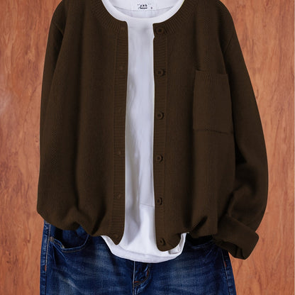 Trendy Zacht Gebreid Dames Vest Met Knopen En Borstzak