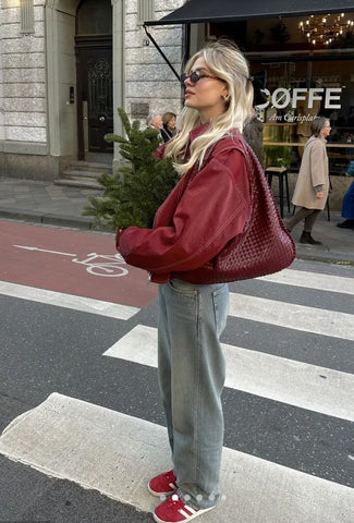 Leren Oversized Dames Bomberjack Met Rits