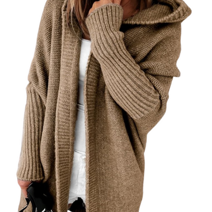 Gebreid Midi Vest voor Dames met Capuchon