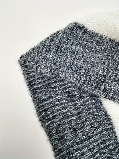 Dames Stijlvolle Gestreepte Mini Sweaterjurk Met Lange Mouwen