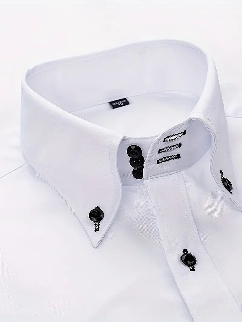 Heren Klassiek Overhemd Met Button-Down Kraag En Getailleerde Pasvorm