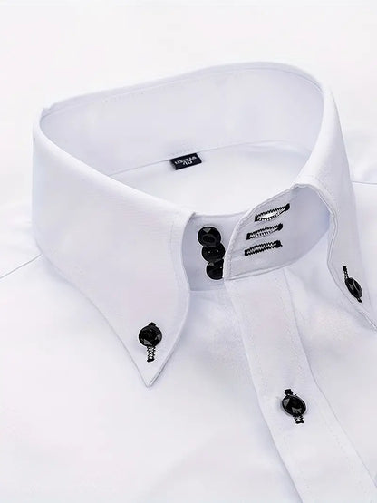 Heren Klassiek Overhemd Met Button-Down Kraag En Getailleerde Pasvorm