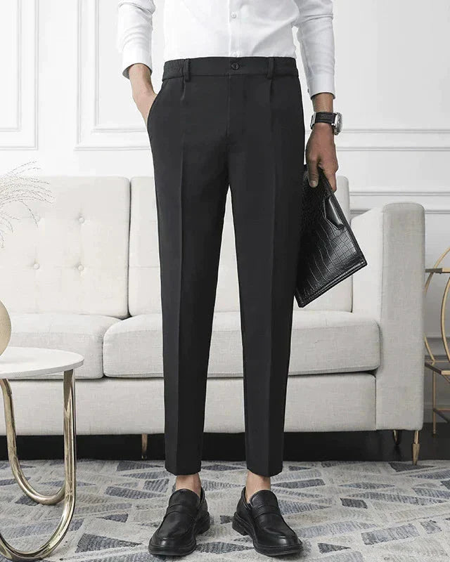 Stijlvolle Heren 3 Delige Set Polo met Lange Mouwen Broek en Suède Loafers