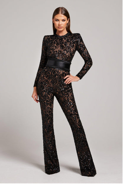 Selena - Luxe Kanten Jumpsuit met Figuurnaden voor Dames