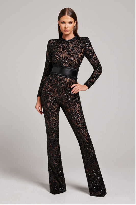 Selena - Luxe Kanten Jumpsuit met Figuurnaden voor Dames