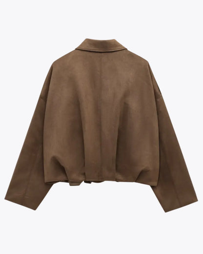 Oversized Suède Leren Jas Voor Vrouwen Stijlvol