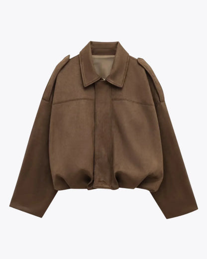 Oversized Suède Leren Jas Voor Vrouwen Stijlvol