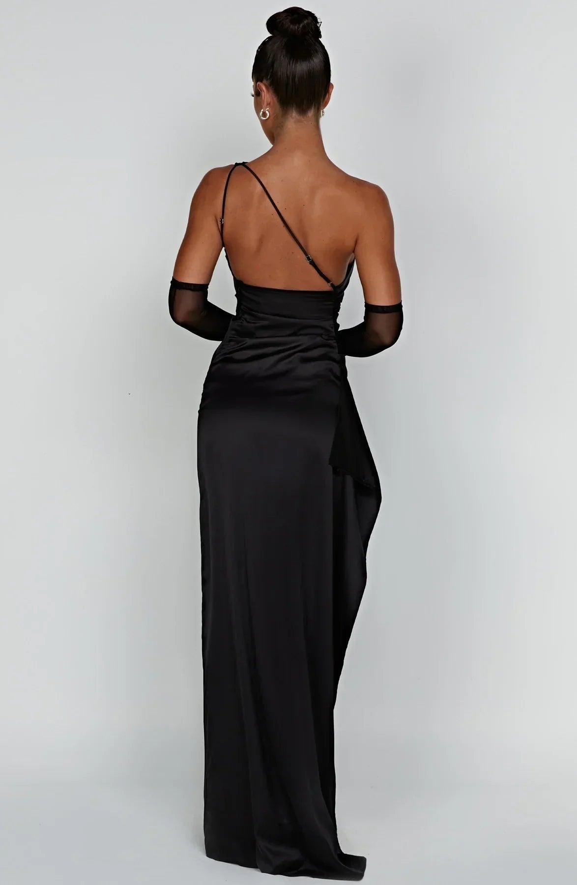 Sophia - Asymmetrische Satijnen Maxi Jurk met Hoge Split