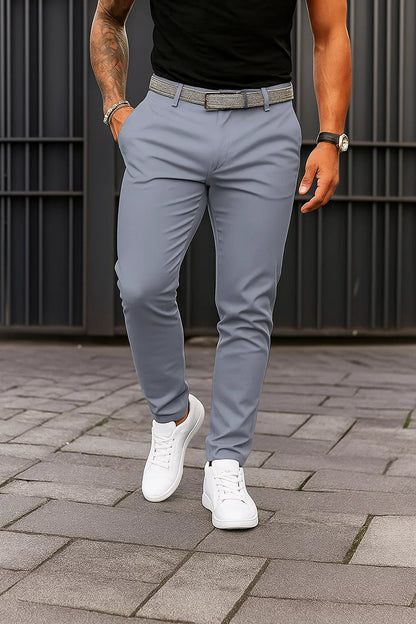 Heren Stretch Chino Broek Met Slim Fit En Zakken