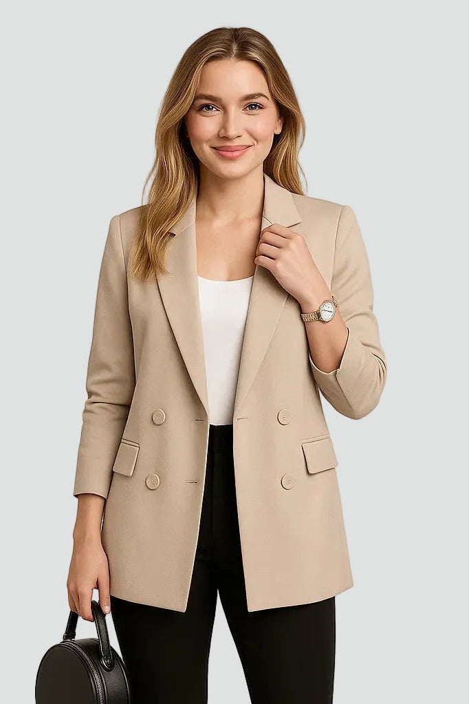 Dubbelrijige Blazer Met Revers Voor Dames