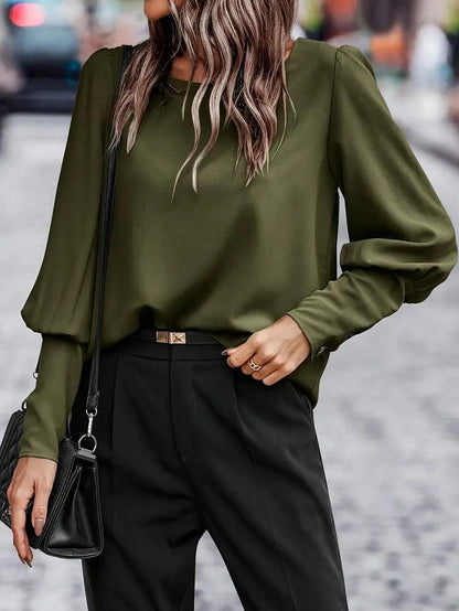 Sofia – Groene Dames Blouse met Knoopsluiting op de Rug