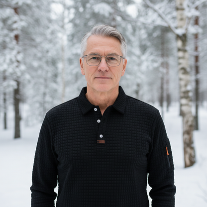 Heren Polo Met Lange Mouwen En Structuurstof Slim Fit