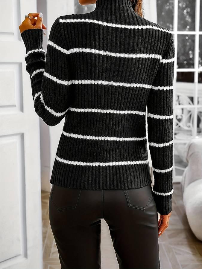 Stijlvolle Vrouwen Gestreepte Coltrui Ribgebreid