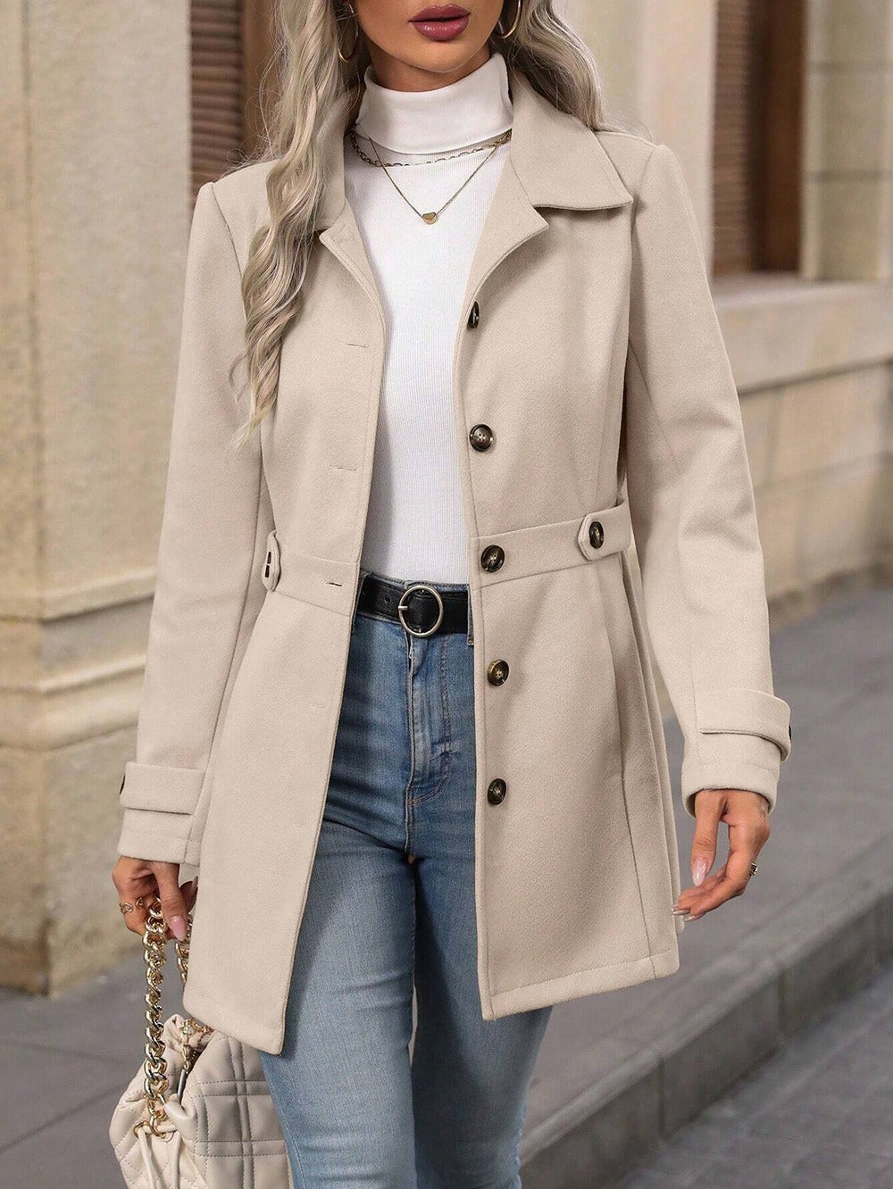 Dames Trench Coat Met Verstelbare Ceintuur Voor Lenten