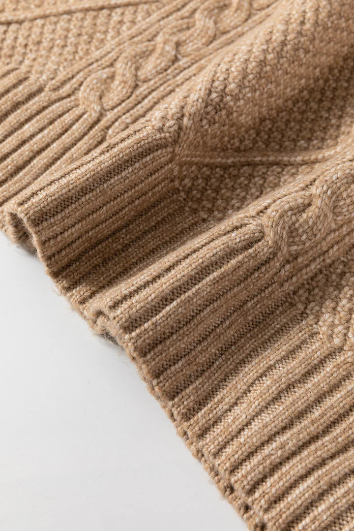 Warme Dames Kabelgebreide Mini Sweaterjurk
