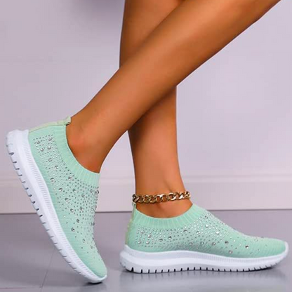 Vrouwen Instap Sneakers Met Strassdetails En Comfortzool