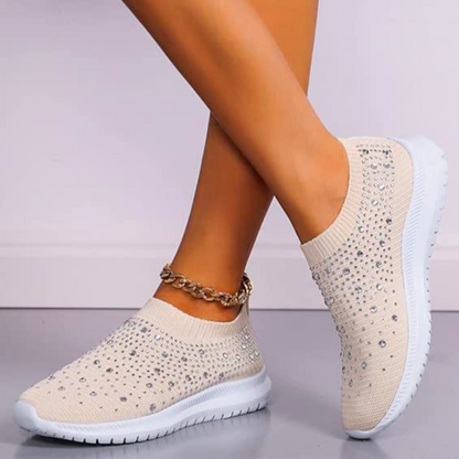 Vrouwen Instap Sneakers Met Strassdetails En Comfortzool