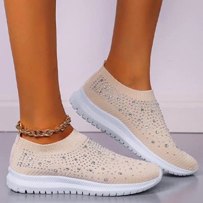 Vrouwen Instap Sneakers Met Strassdetails En Comfortzool