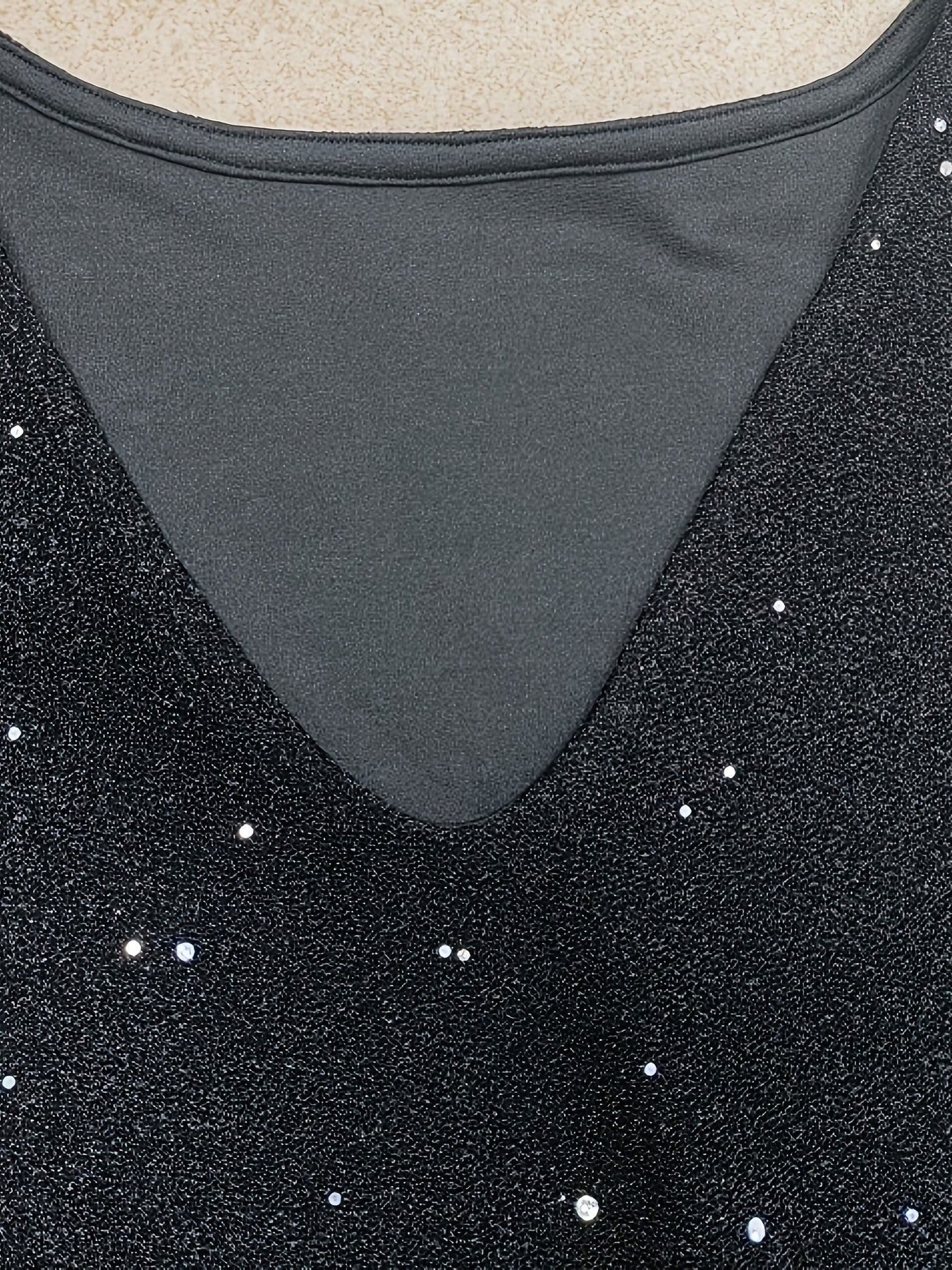 Glitter Pailletten Cocktailjurk Voor Dames Met V hals En Lange Mouwen