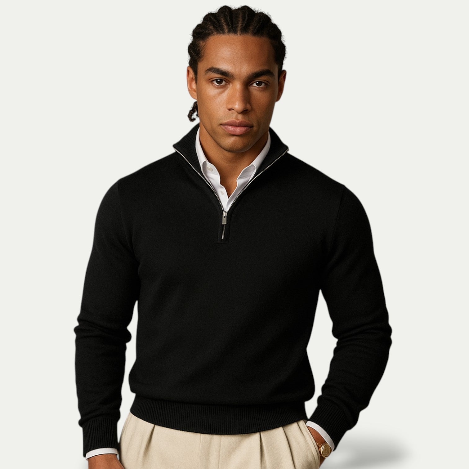 Heren Pullover Met Halve Rits En Lange Mouwen Voor Casual Gebruik
